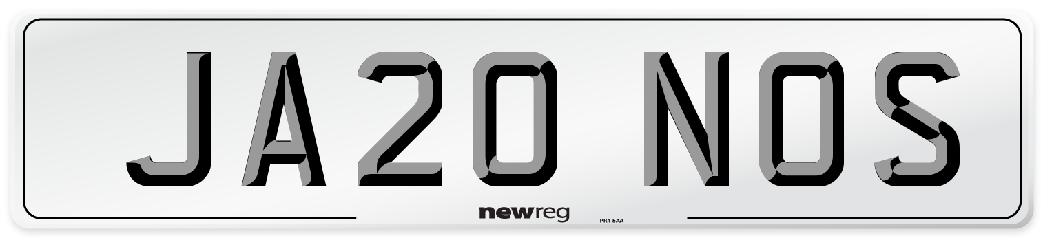 JA20 NOS Number Plate from New Reg